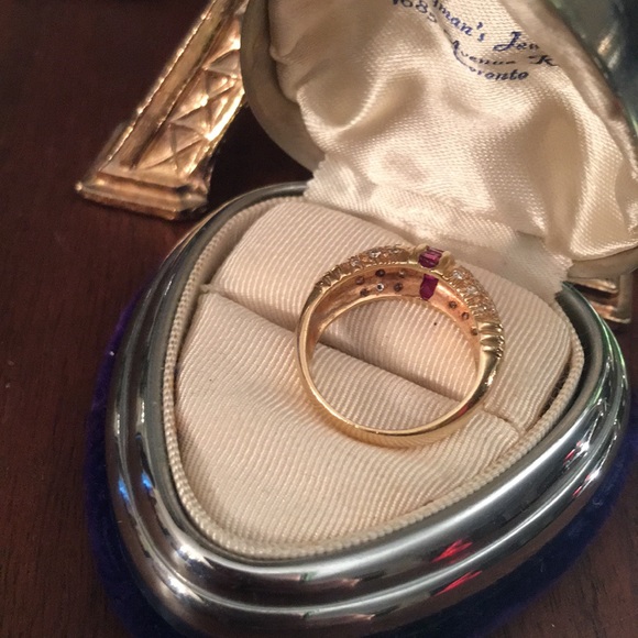 14k gold Diamond & Ruby wedding Band - Picture 9 of 10